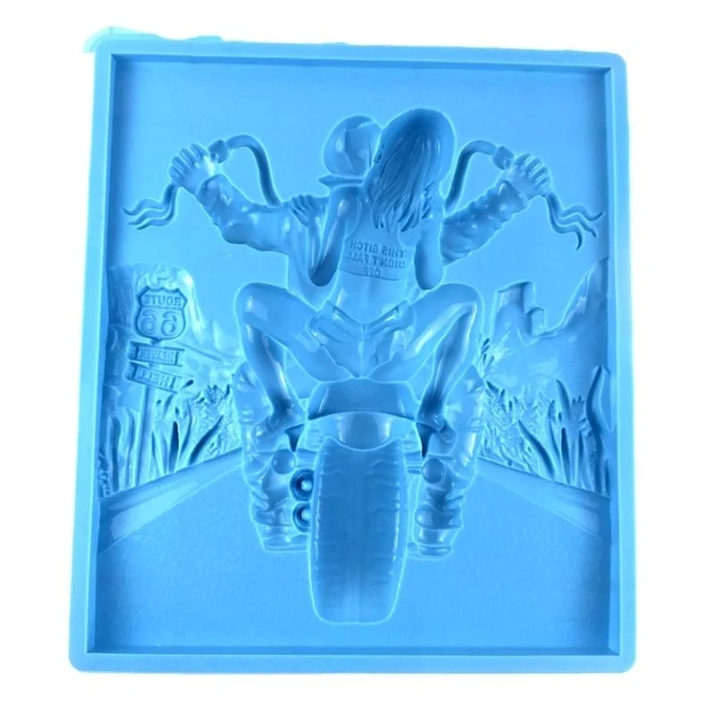 

F42F Semi-stereoscopic Motorcycle Girl Wall Ornaments Drop Mold Diy Wall Pendant Desktop Decorations Epoxy Silicone Mold