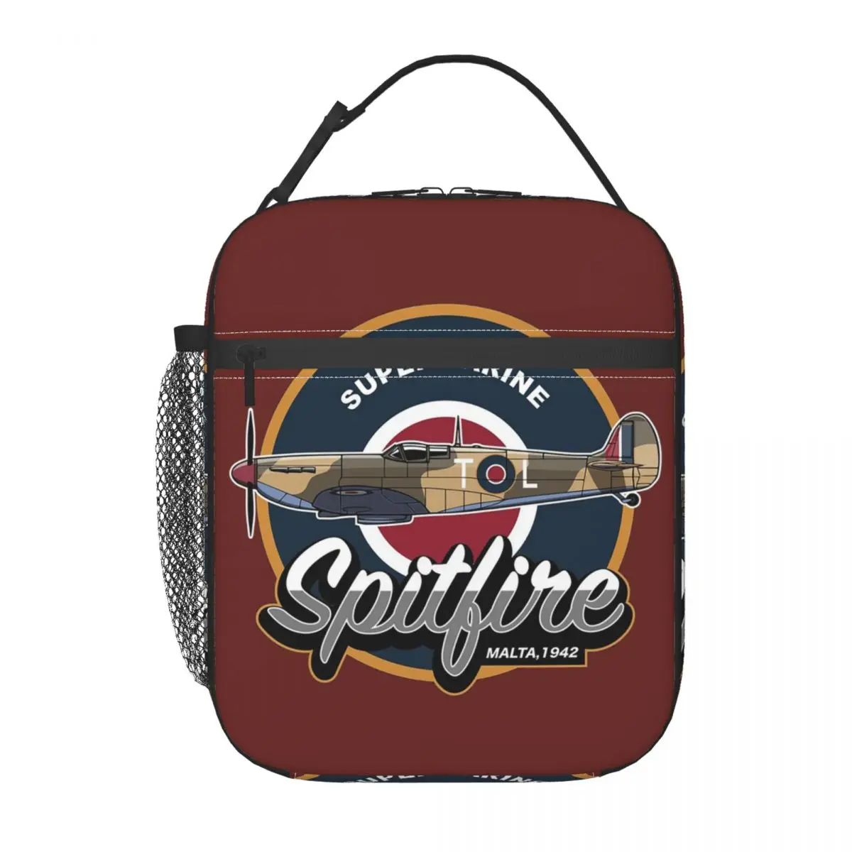 RAF Supermarine Spitfire Fighter Aircraft Plane Airplane Insulated Lunch Bag Children Portable Food Boxes Thermal Lunch Box Tote