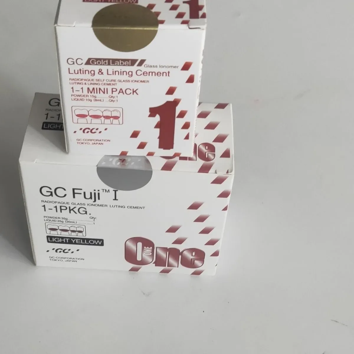 Dental GC FUJI 1 Luting & Luting cemento vidrio Ionomer cemento porcelana fundida a coronas de Metal todas las carillas de cerámica materiales dentales