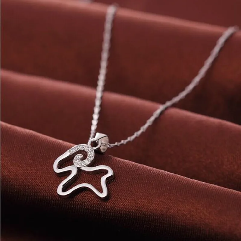 925 Sterling Silver Jewelry South Korea Simple Animal Crystal Lambs Luck Sheep Exquisite Clavicle Chain Pendant Necklaces XL145