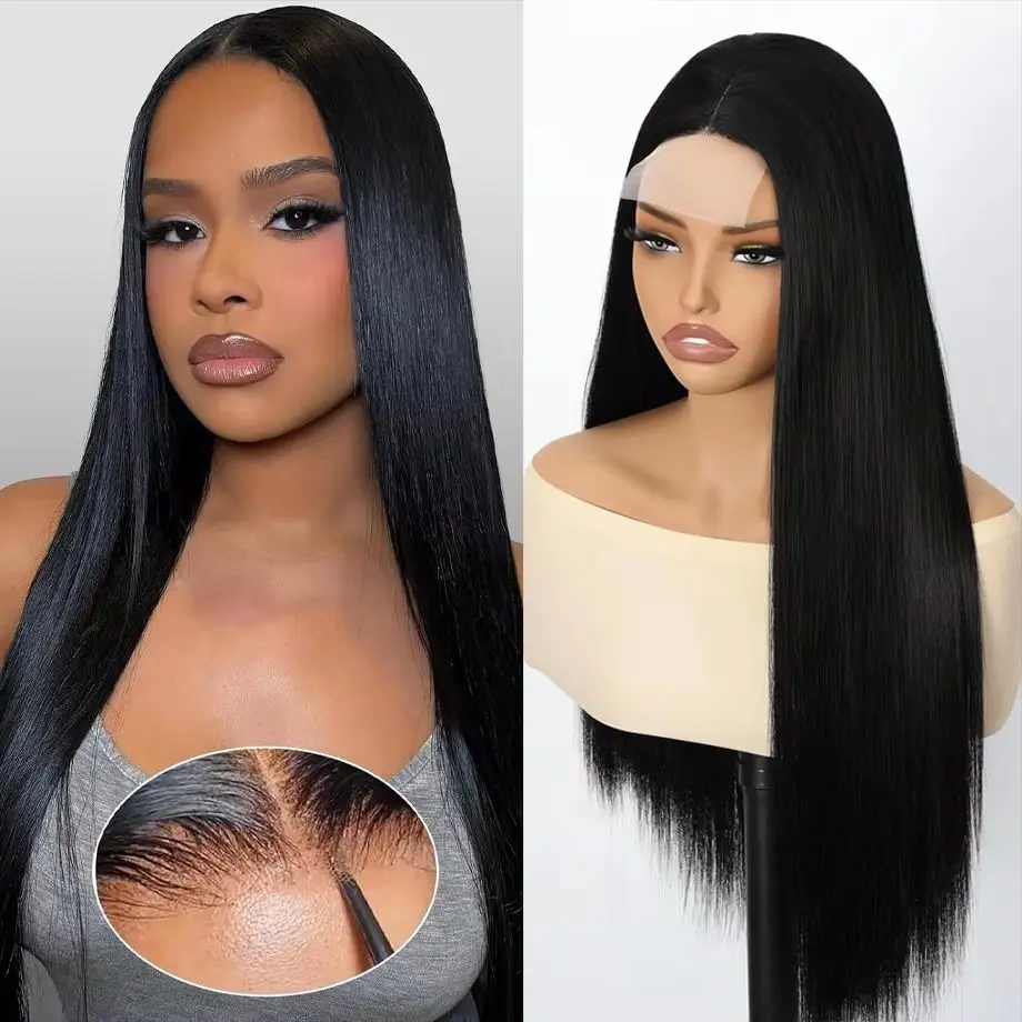 36 Inch 200% Density Natural Color Straight 360 5x5 13x4 13x6 HD Transparent Lace Frontal Wig Brazilian Human Hair Wig For Women