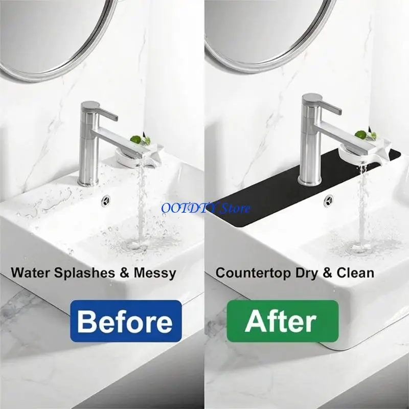 367A Long 30Inch Sink Mat Customizable Faucet Mat Absorbs Splash Instantly Dries Fast For Bathroom Or Pet Bowl Placement