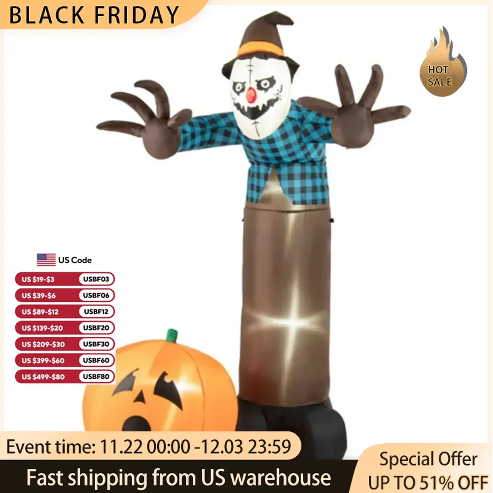 7 feet inflatable decorated Halloween scarecrow