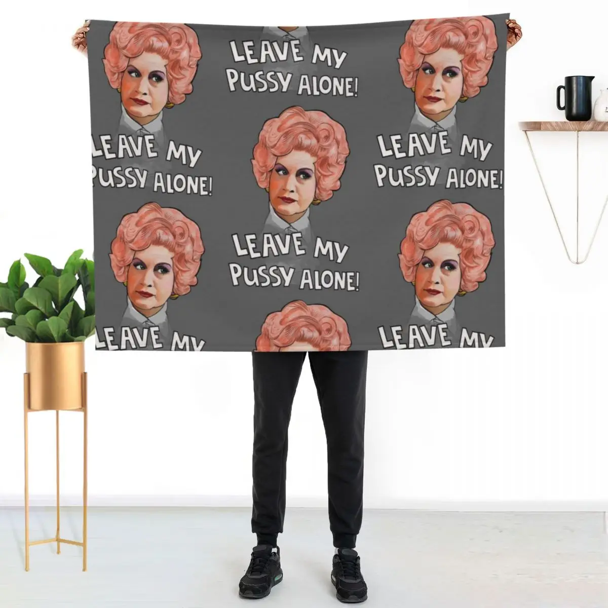 Mrs Slocombe - leave my pussy alone! Throw Blanket Plaid Sofas sofa bed heavy to sleep For Baby Blankets