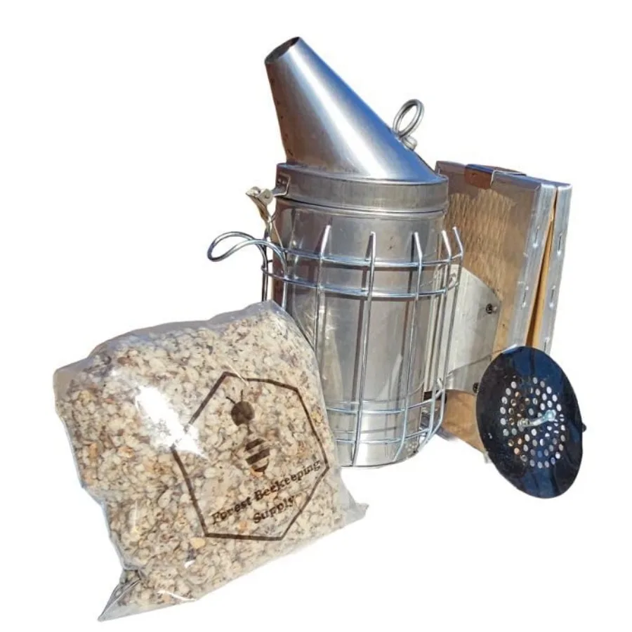 

Bee Hive Smoker Kit with 1/2 lbs Cotton Fiber Smoker Fuel stainless Steel