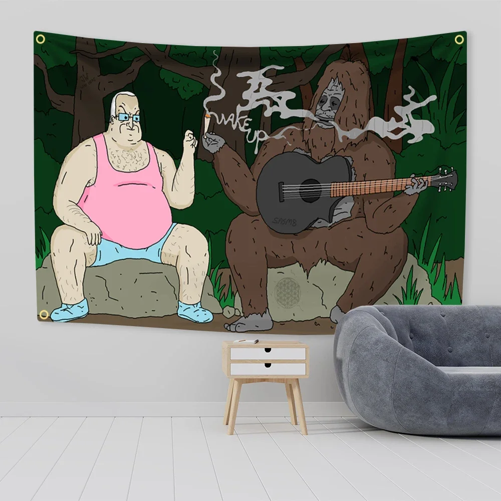 The Big Lez Show Meme Flagge Wandteppich Wandbehang Sassy The Sasquatch Banner Ästhetische Dekoration Wohnheim PartyHintergründe Stoff