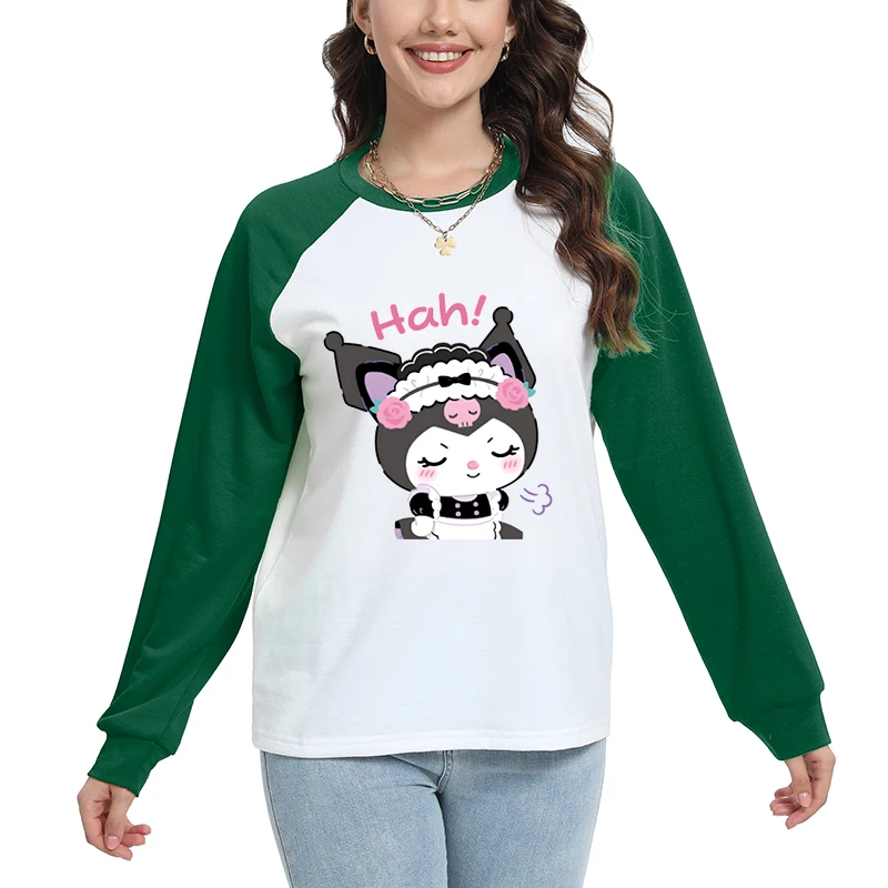 

New Kuromi Sleep Tops Hoodie Pullovers Start Of School Season Sweatshirts Ladies Clothes Long Sleeves Top Lounge Clothing