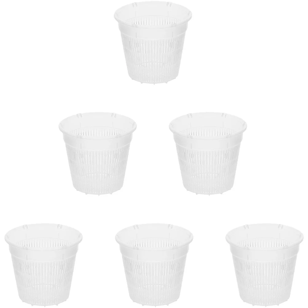 

6 Pcs 110mm White Round Root Control Pot Plant Nursery Breathable Flower Plastic Orchid pots for Garden Decorative Planter