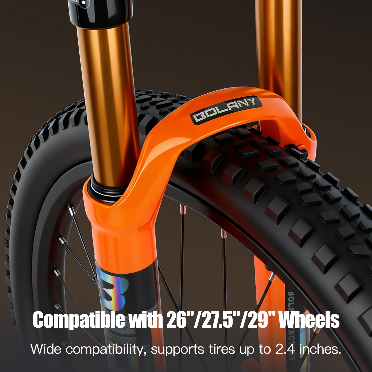 BOLANY Bike Fork Solo Air Orange MTB Bicycle Front Suspension Straight/Tapered RL/LO 26/27.5/29inch Magnesium Alloy QuickRelease