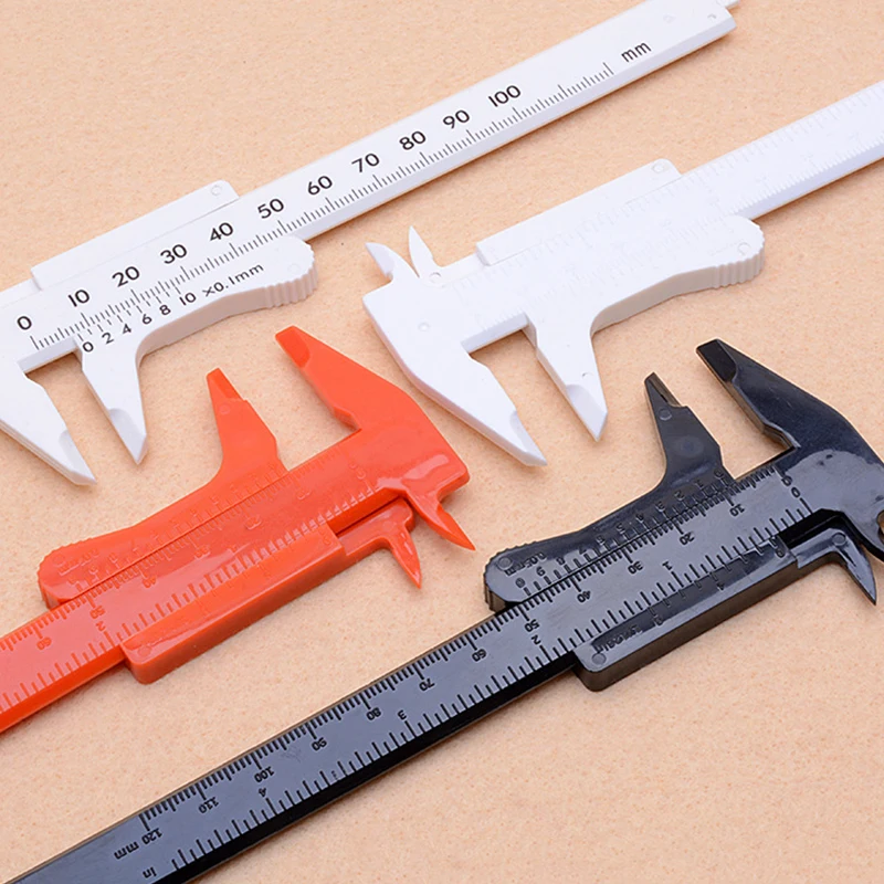 Double Rule Scale Plastic Vernier Caliper Measuring Student Mini Tool Ruler