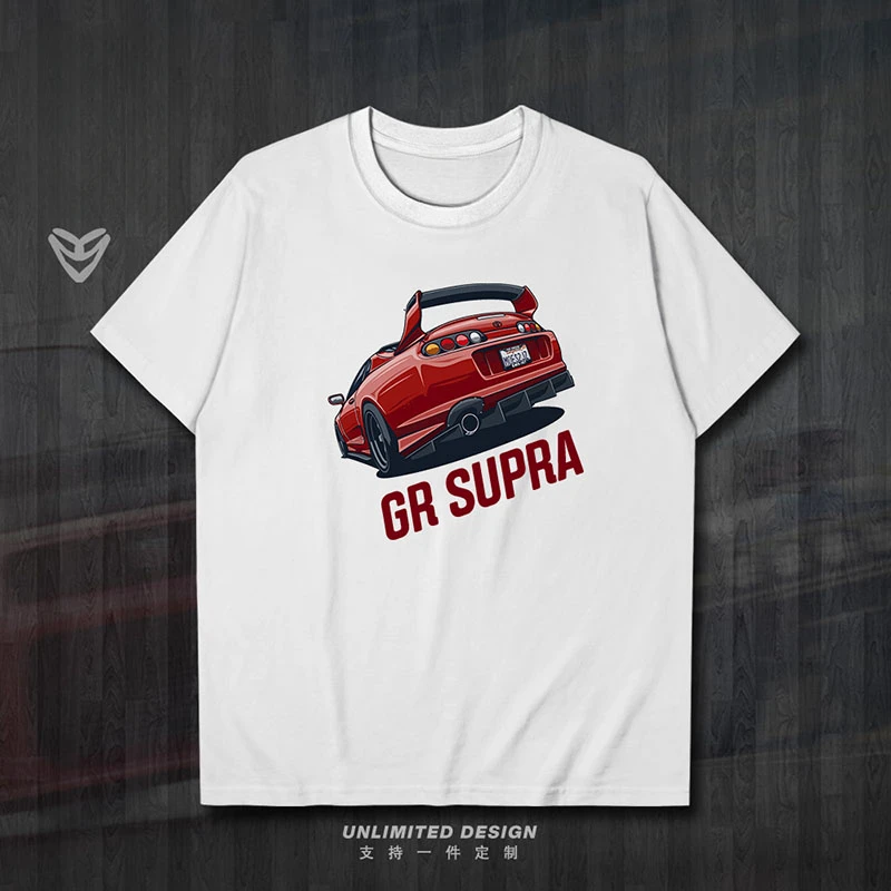 

New TOYOTA Gr Supra Modified Racing JDM Fan Print Graphic T-shirt Men's and Women's Short Sleeve Breathable Motorcycle T-shirt