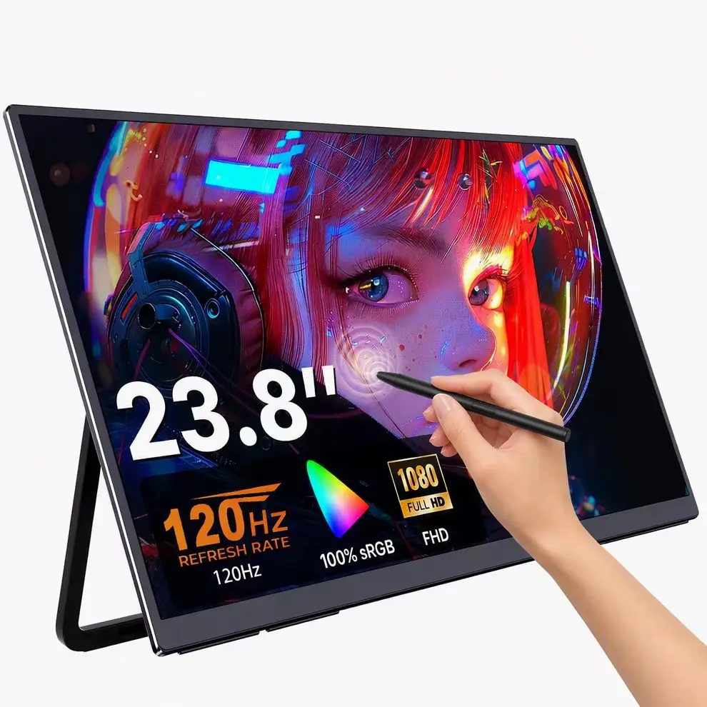 23.8Inch Portable Monitor Touchscreen 120Hz 1080P 100%sRGB 300Nits Large Gaming Monitor with VESA USB-C HDMI External Second