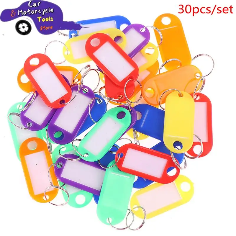 30pcs Keychain Key ID Label Tags Luggage ID Tags Hotel Number Classification Card Key Rings Keychain Random Color