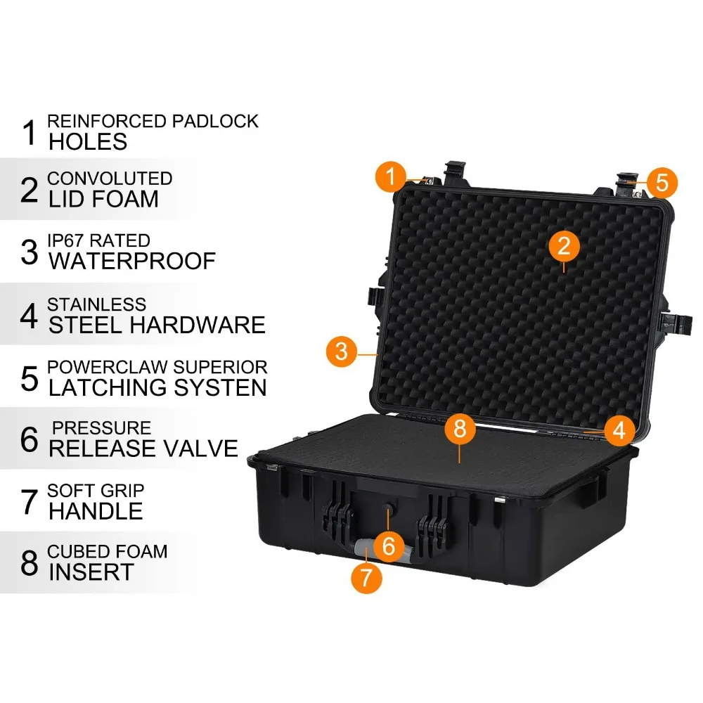 1 قطعة صندوق أدوات محمول IP67 صندوق أدوات مقاوم للماء مع قطن حامي أمان محمول منظم أدوات مقاوم للصدمات #6