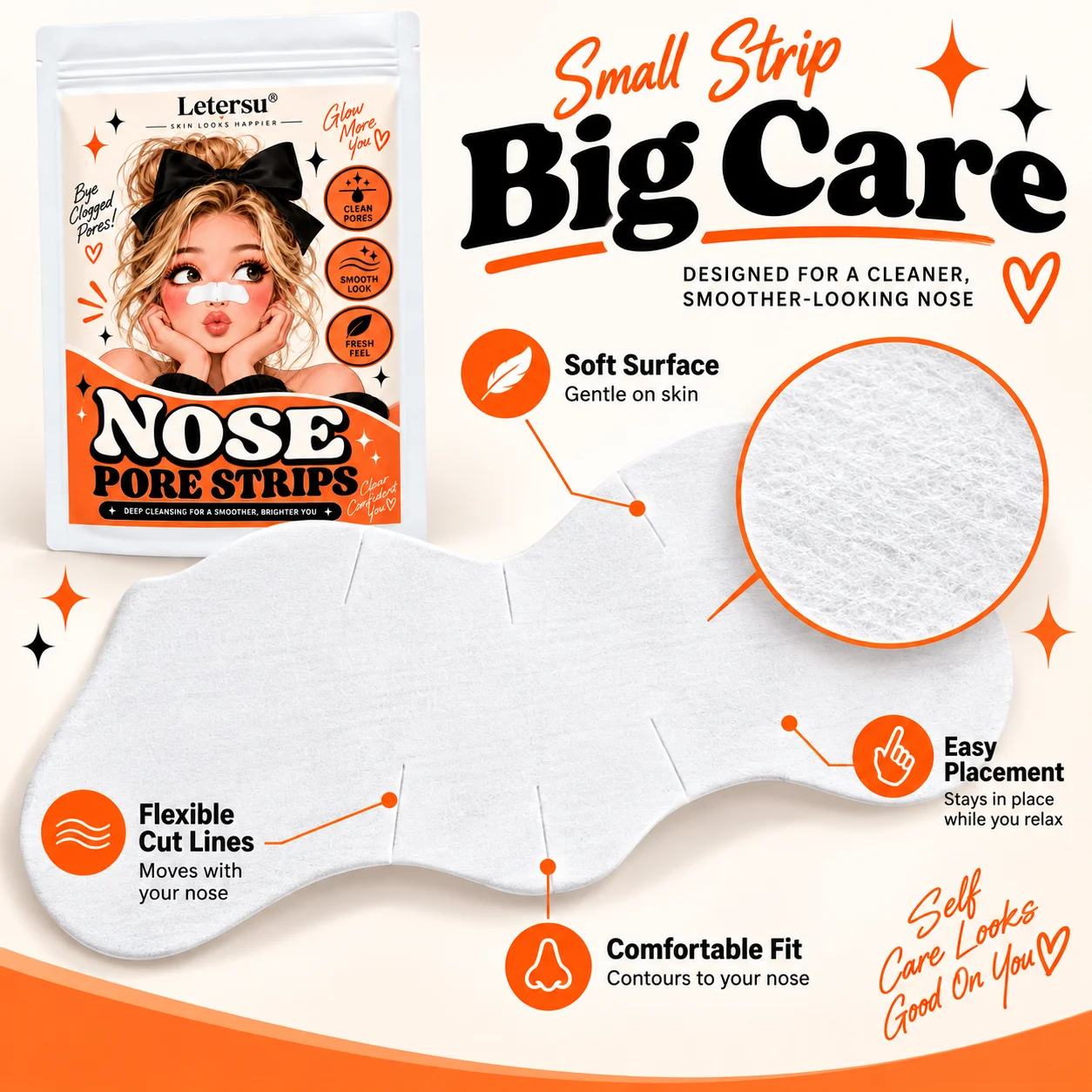 10PCS White Nose Pore Strips, Deep Cleansing Nose Patches, Fresh Feel Soft Fit Easy Use Daily Nose Care for Men Women
