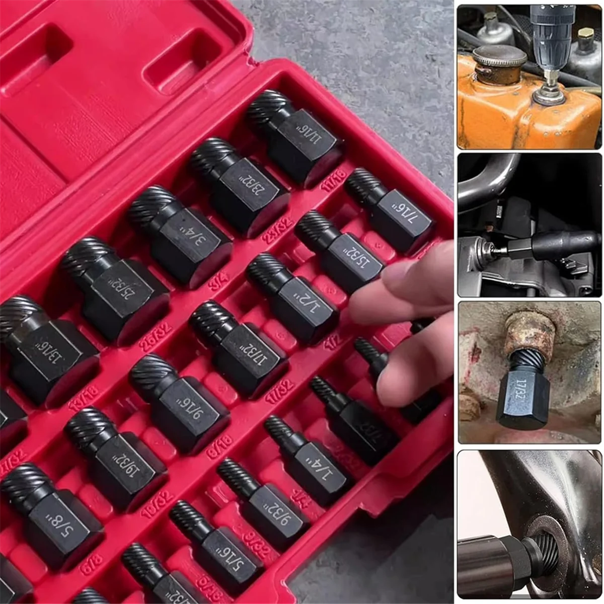 25 Pcs Broken Head Bolt Screw Cap Extractor,Damaged Bolt Extractor Set for Removing Broken Studs Bolts Socket Screws