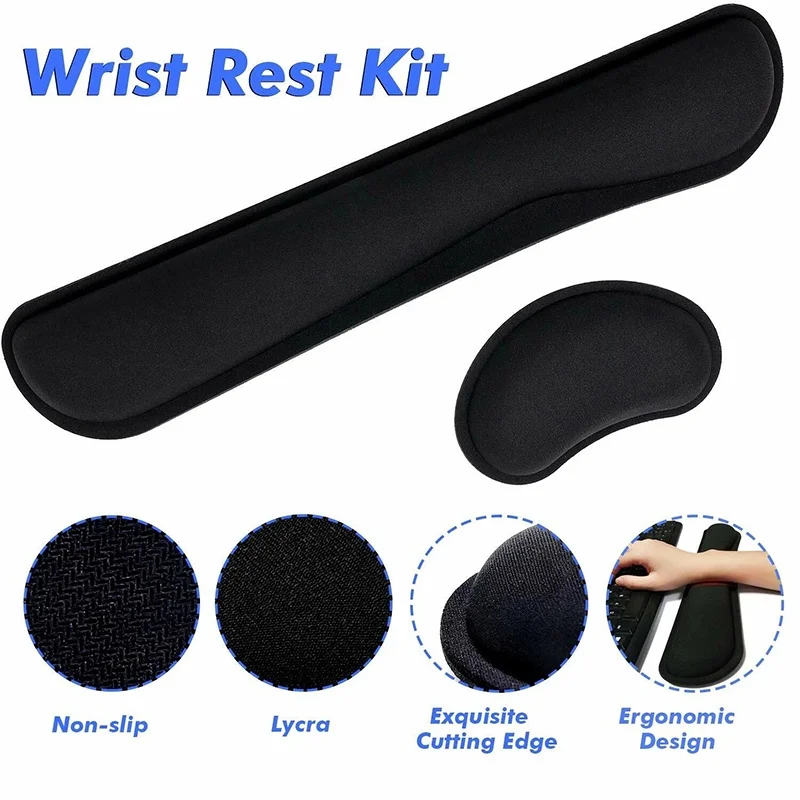 Keyboard Mouse Wrist Rest Memory Foam Anti-slip Silicone Ergonomic Wrist Guard Table Mat For Office Home Laptop Desktop Computer