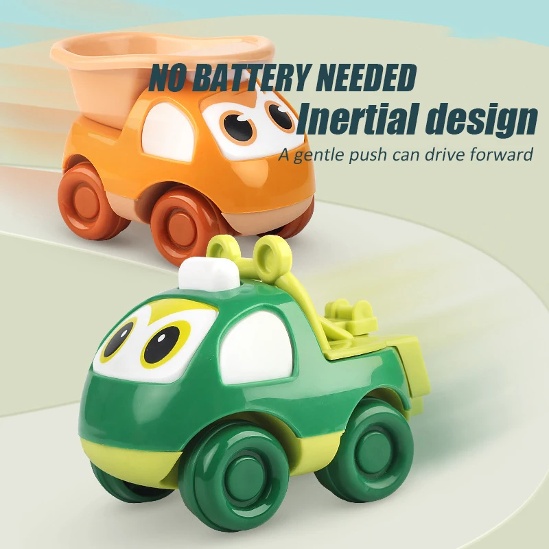 Random 2PCs Cartoon Engineering Vehicles with Inertia Sliding Battery-Free Fun Toy Perfect Gift for Baby Girls and Boys