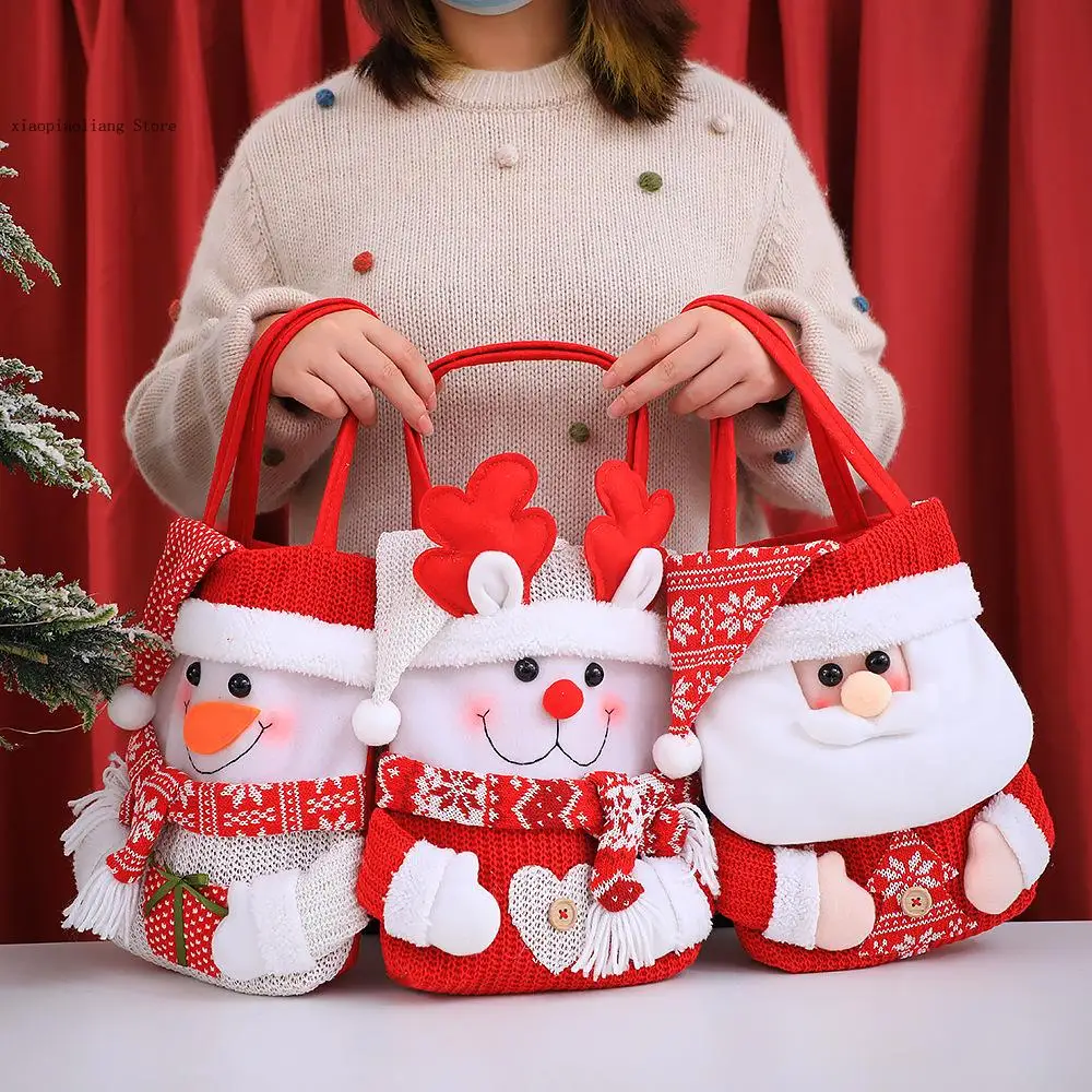 Christmas Fashion Cute Gift Bag Christmas Eve Apple Gift Handheld Flip Hat Cartoon Western Style Candy Bag