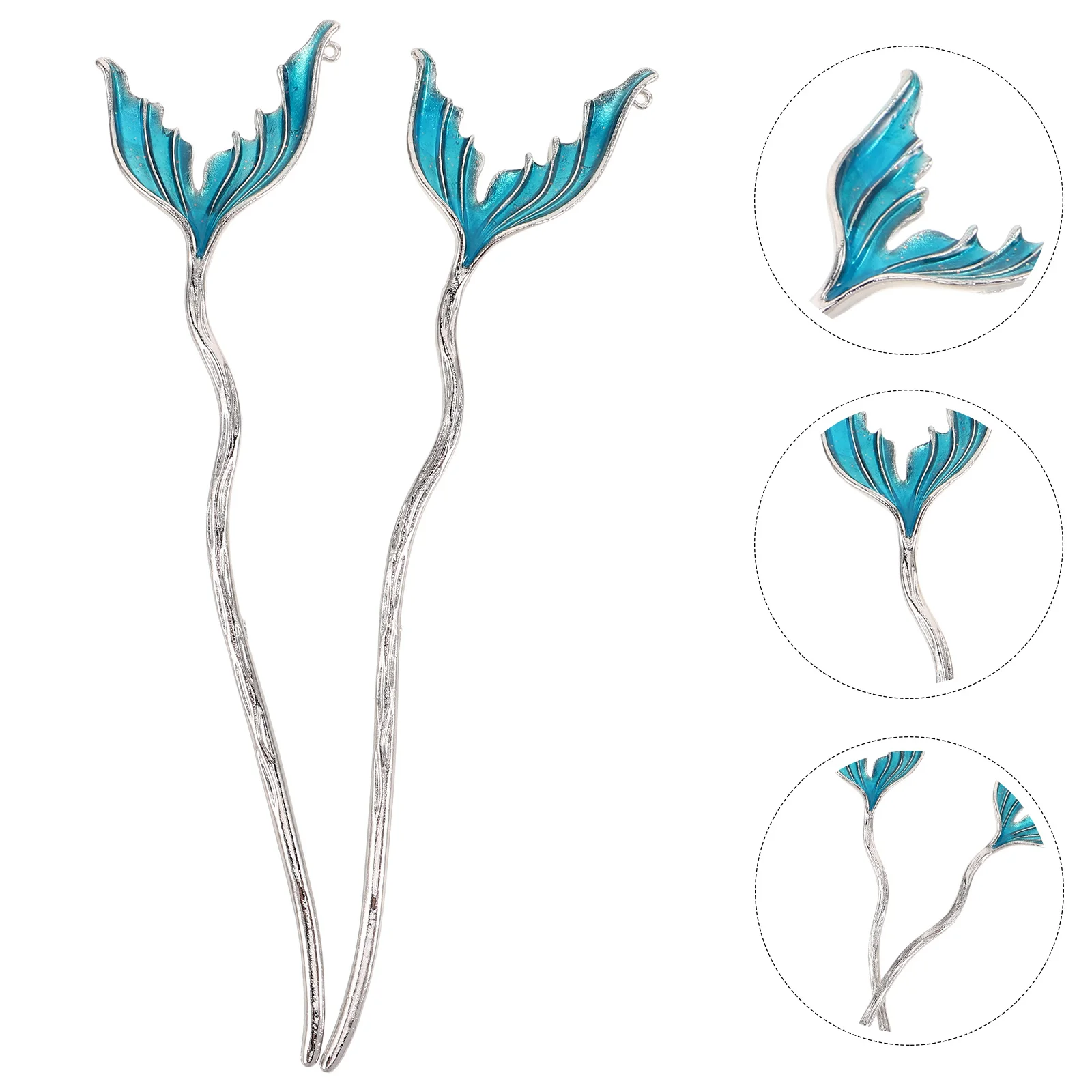 

2pcs Chinese Hair Sticks Alloy Irregular Fishtail Design Hairpins For Women Wedding Party Buns Vintage Hanfu Accessories Travel