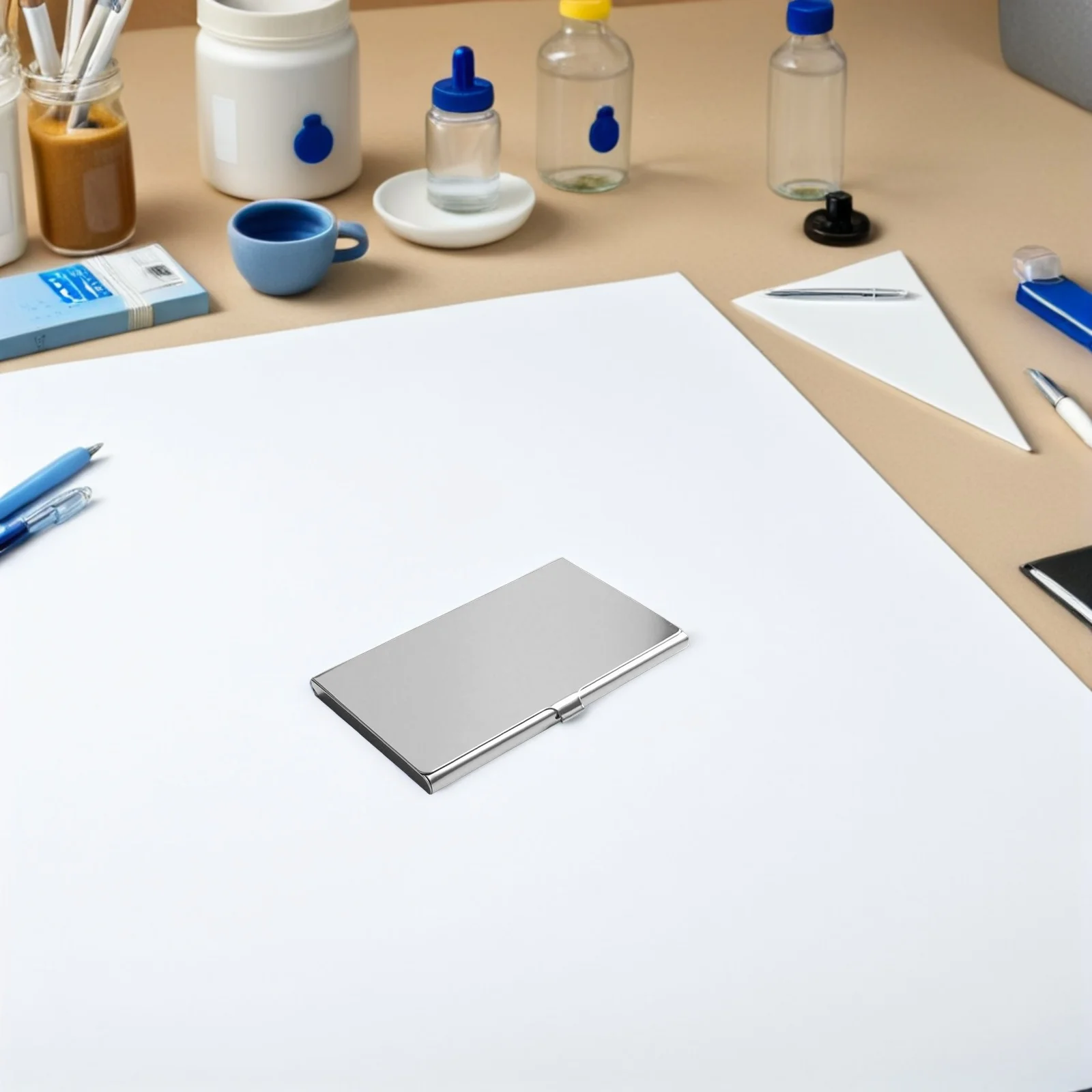 3 قطعة حامل بطاقة الأعمال الفولاذ المقاوم للصدأ سليم حافظة بطاقات الاسم المعدنية للرجال النساء المحمولة منظم الجيب صندوق تخزين المكتب