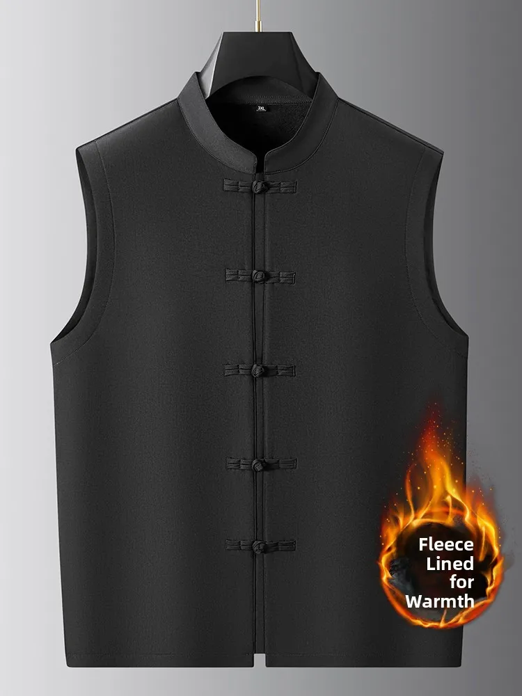 

Очень большой размер, китайский шлейф на пуговицах с воротником-стойкой, теплый жилет на подкладке, Thiened Busin plus Size Fat Thiened oul...