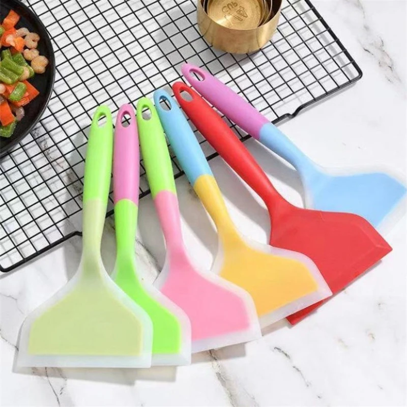 1PCS Random Color Silicone Kitchen Ware Cooking Utensils Spatula Beef Meat Egg Kitchen Scraper Wide Pizza Cooking Tools Shovel