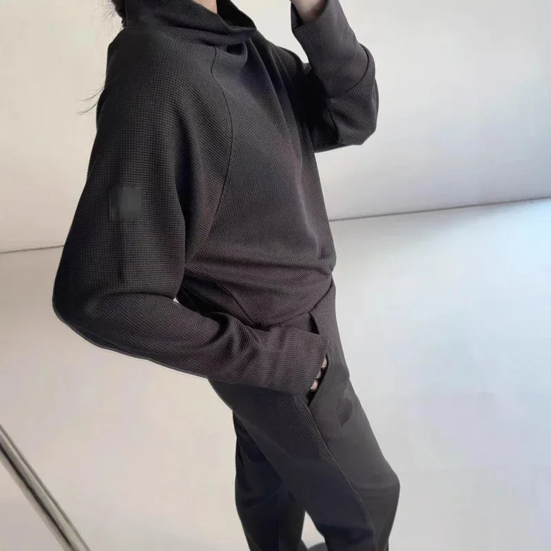 Women Waffle Knit High Neck Sweatshirt Long Sleeve Loose Fit Pullover Autumn Winter Warm Casual Sportswear Top Comfortable Daily