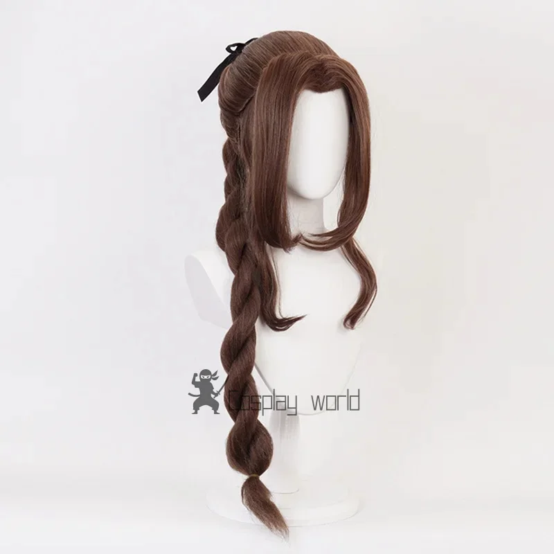 فاينل فانتسي السابع تأثيري FF7 ايريث غينسبورو الباروكات تأثيري مقاومة للحرارة الشعر الاصطناعية براون شعر مستعار تأثيري + غطاء شعر مستعار مجاني