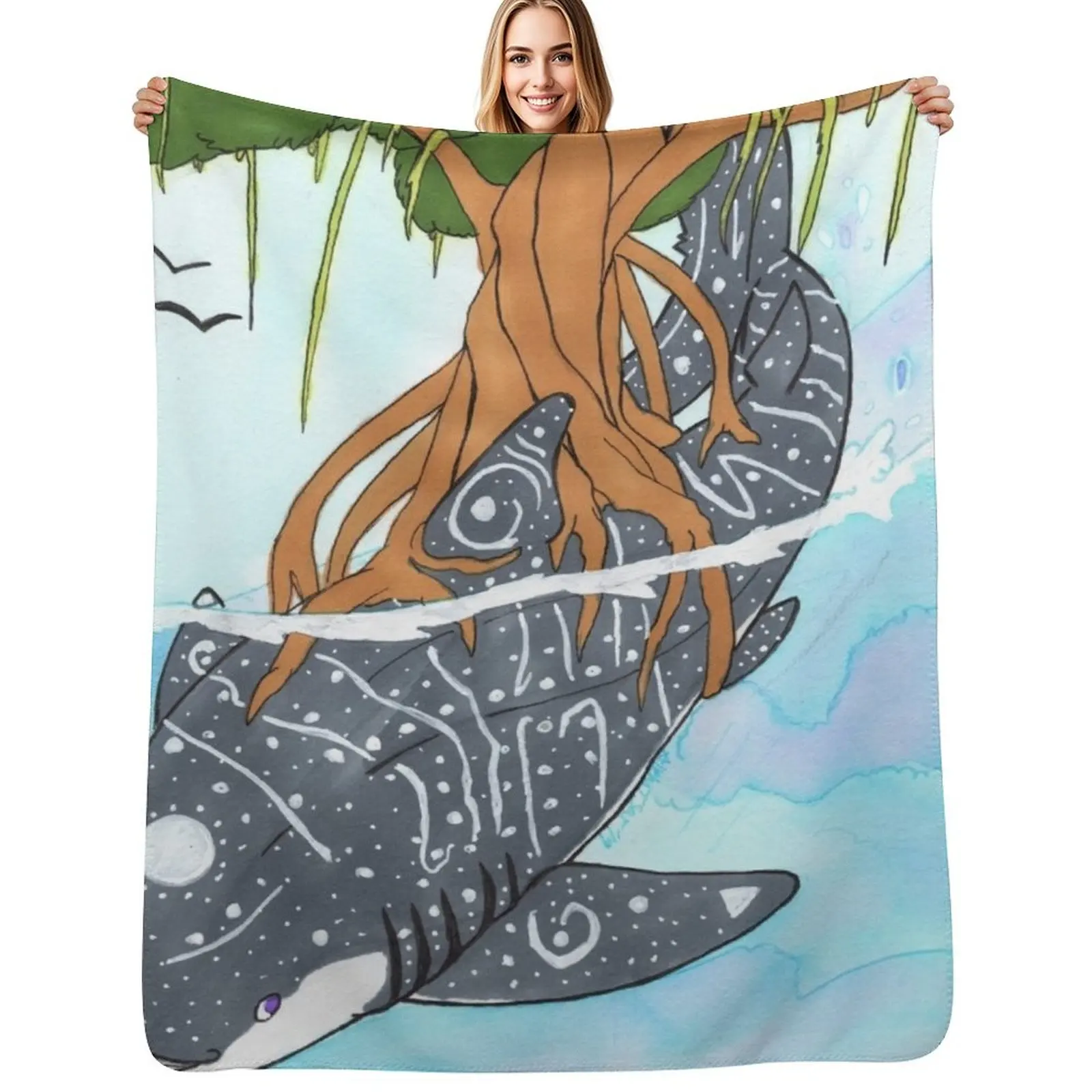 World Shark Throw Blanket Soft Solid Color Blanket for Couch Bed