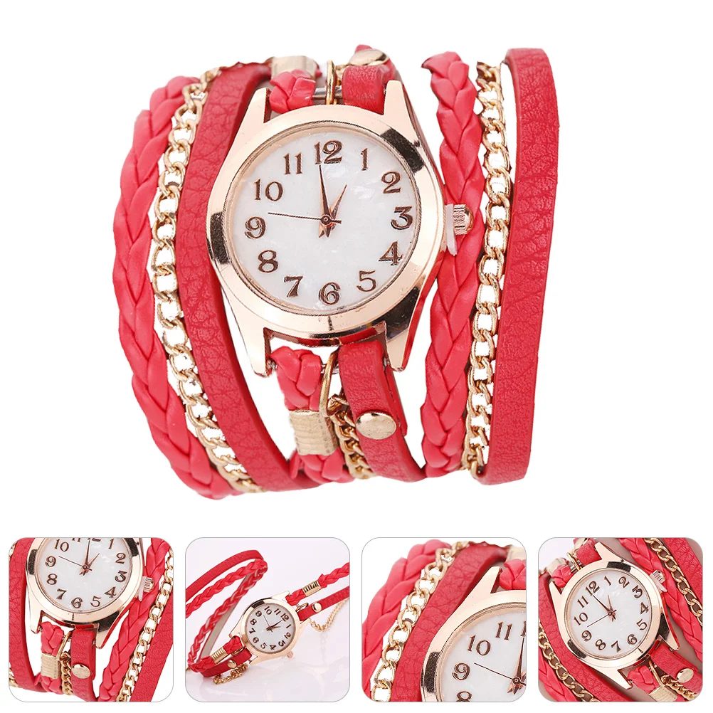 

PU Strap Bracelet Braided Casual Women Watch Scratch Resistant Lightweight Ladies Watch Breathable Comfortable