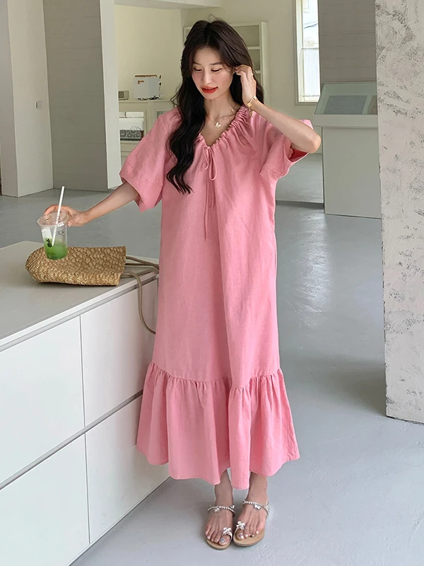 Rosa Sanfte Sle Lange Dr Frauen Sommer Neue Abnehmen Ele Strand Vaion Erste Liebe Dr Pendeln Sle ort Sve V...