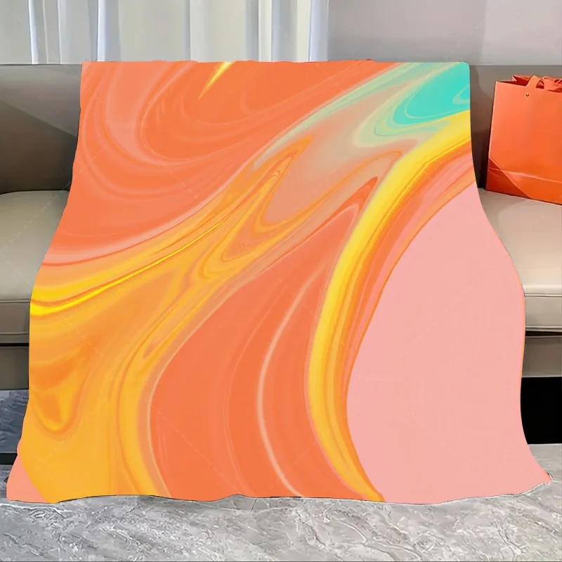 

1 шт. фланелевое одеяло с абстрактным вихревым оранжевым розовым флисовым одеялом для уютного декора гостиной