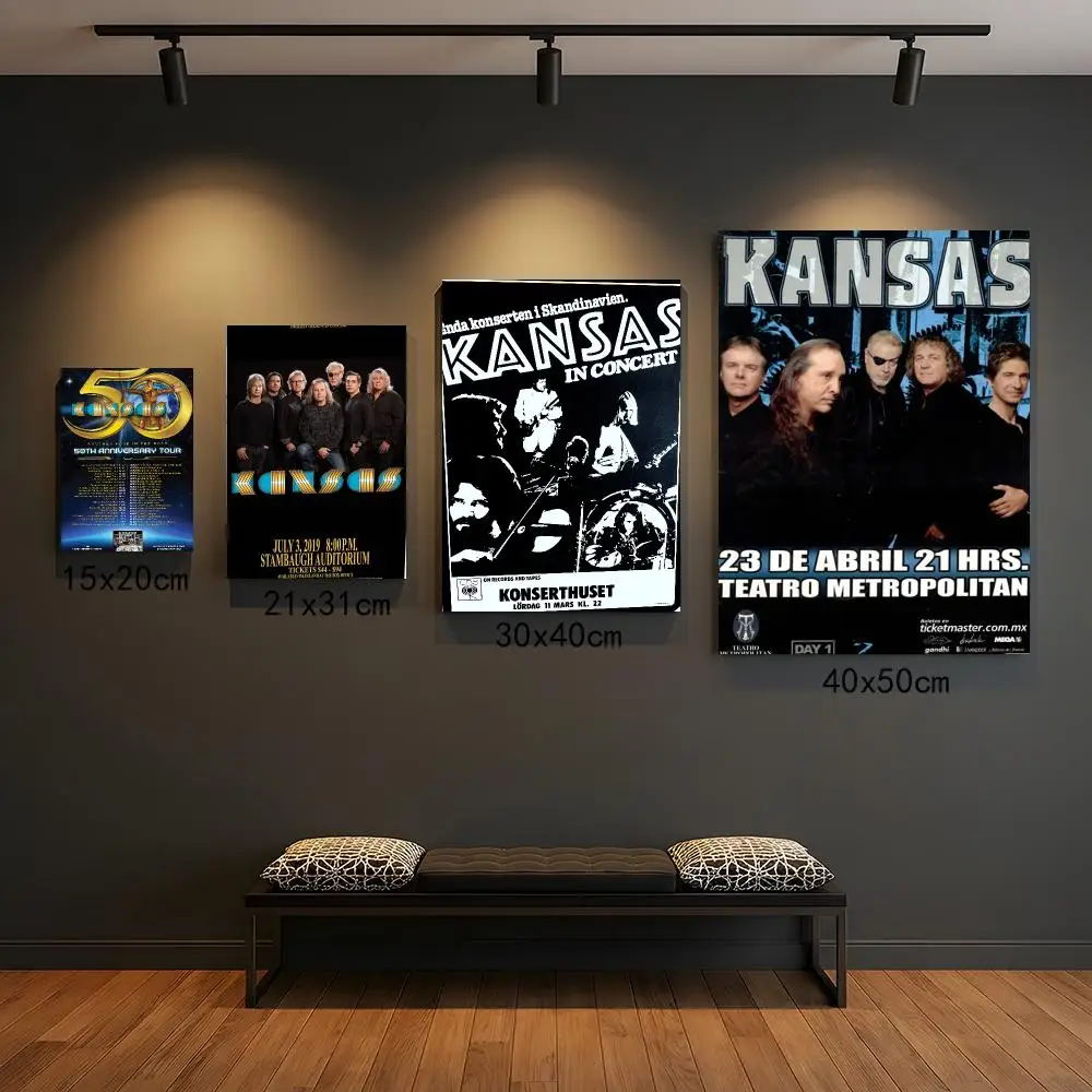 band K-Kansas-S Poster Peel and Stick Wall Art for Cafe Office Bar and Home Decoration