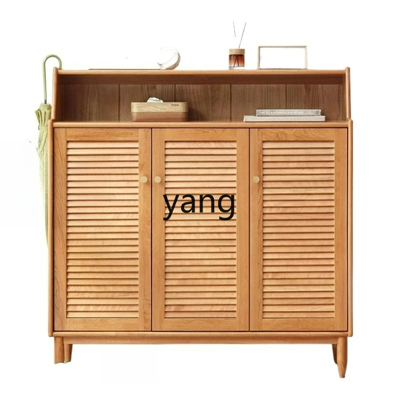

LTT solid wood shoe cabinet household door cherry wood porch cabinet living room home storage locker