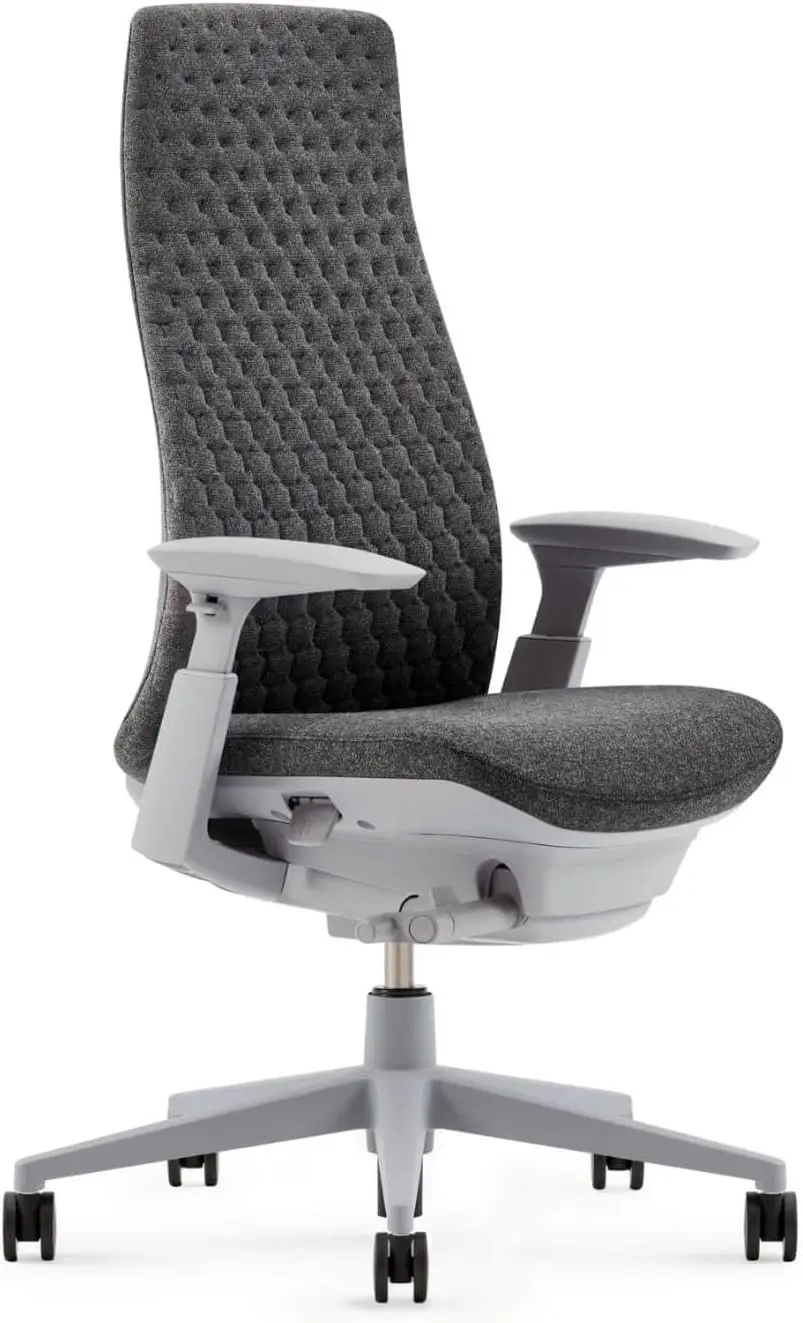 Fern Ergonomic Office Chair Stylish and Innovative Desk Chair with Digital Knit Finish - Without Lumbar Support (Heathered Grey)