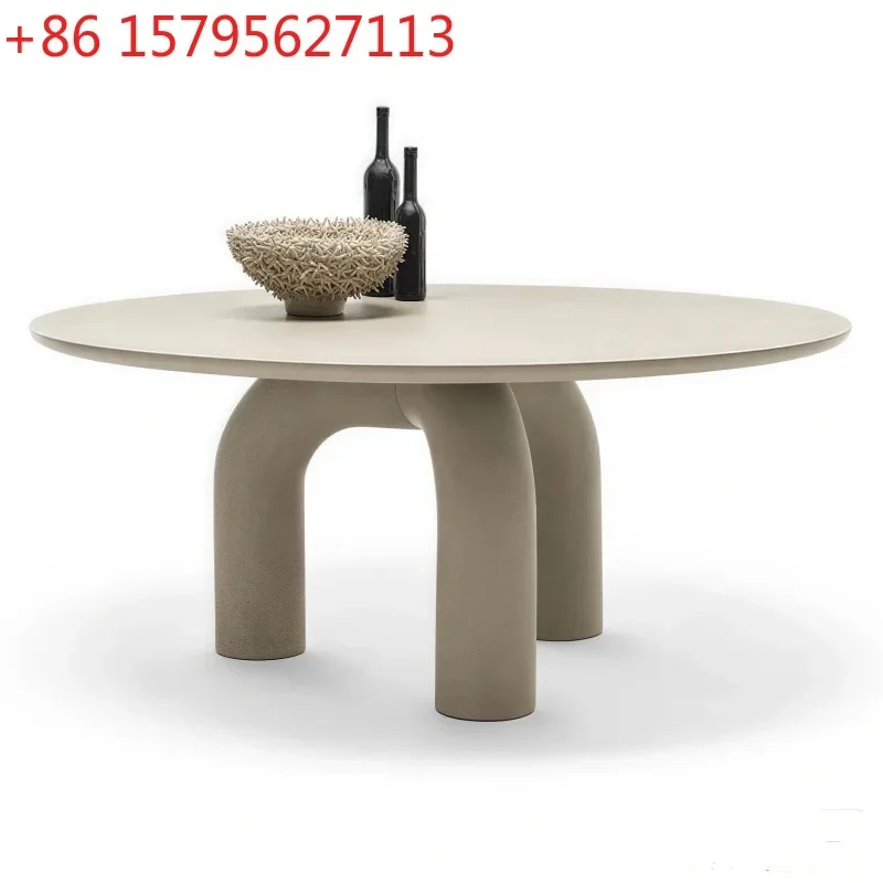 FRP dining table light luxury simple designer Italian elephant leg round table