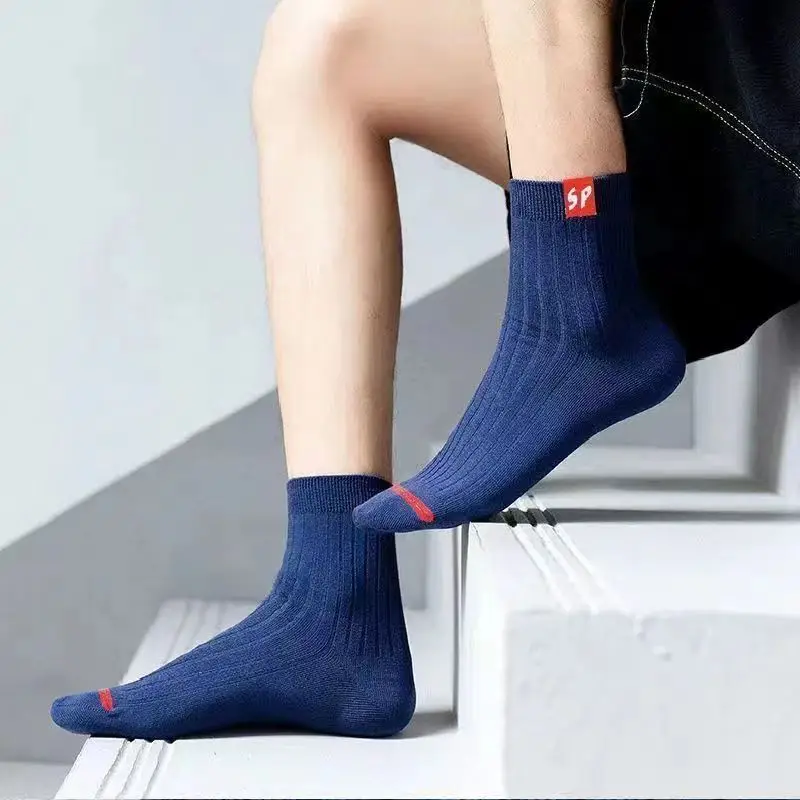 5 Pairs Men Socks Breathable Cotton Sports Stockings Comfortable Sweat Absorption Business Socks With Classic Letter Print
