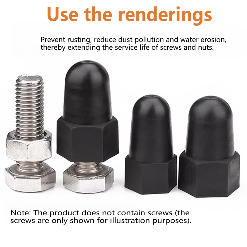 Bolt Acorn Nut Protection Caps M6-M30 Black/White Cover Hex Screw Plastic Hexagonal For Waterproof Dust Proof Lengthen Nut Cap