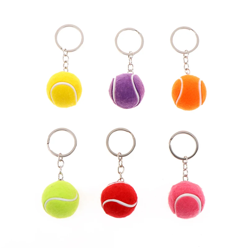 1pcs Tennis Ball Metal Keychain Car Key Chain Ornaments Business Beach Ball Sport For Players Men Women Keyring Gift