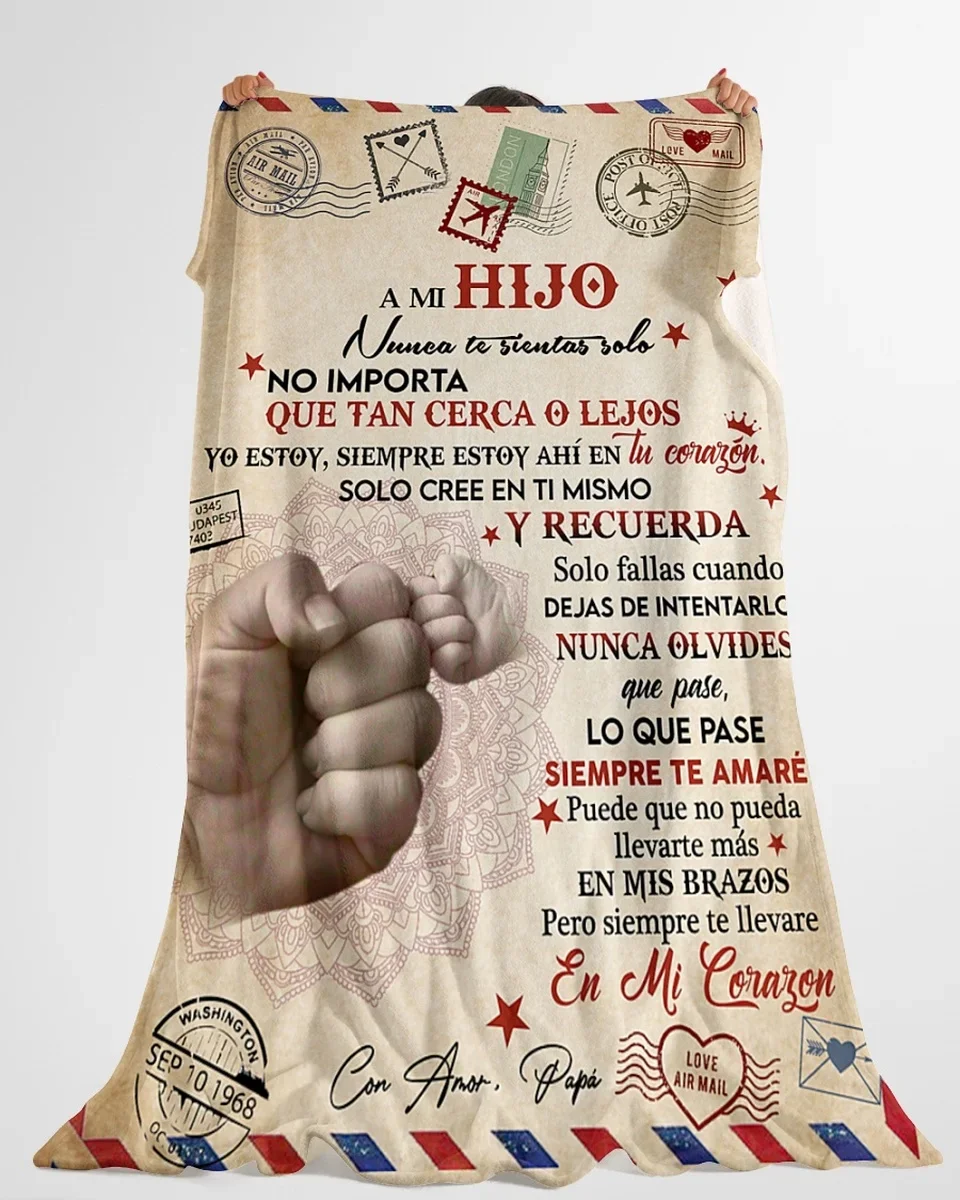 POR AVION CARTA A MI HIJO CON AMOR PAPA| Comfortable high-quality fleece Sherpa woven blanket