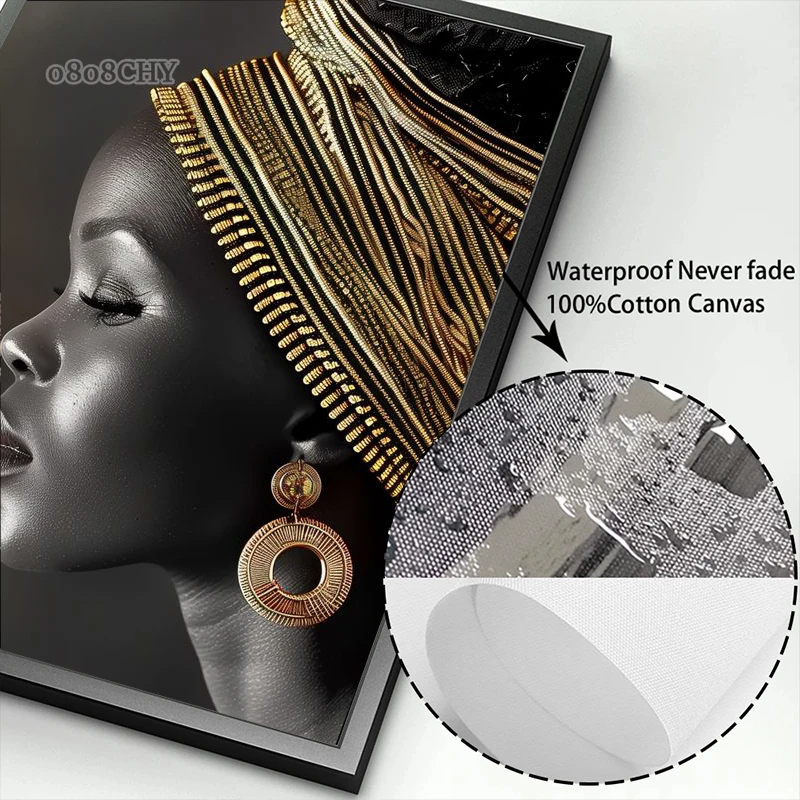 African Woman Flower Canvas Print Posters HD Wall Art Canvas Painting Black Woman Art Fashion Home Living Room Wall Decor Mural