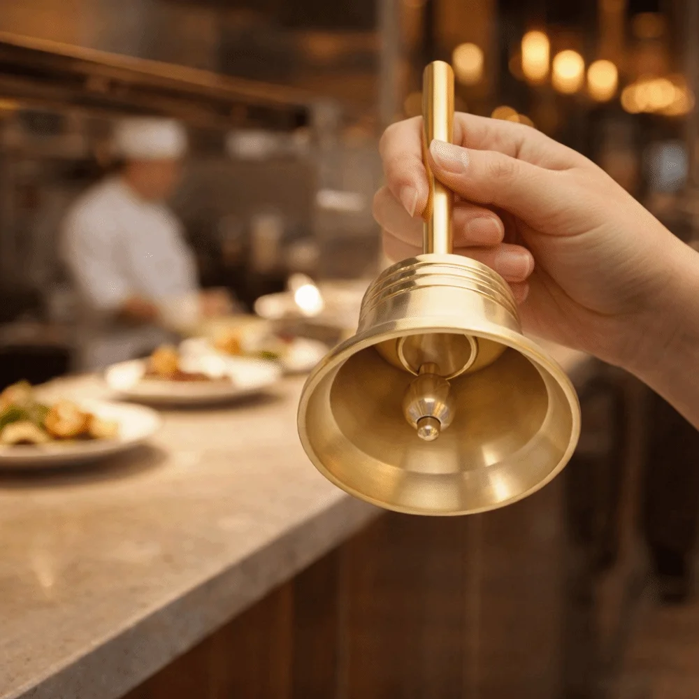 Rattle Sound-producing Solid Brass Call Bell with Bell Clapper Crisp Sound Dining Bell Polishing Vintage Hand Bell School