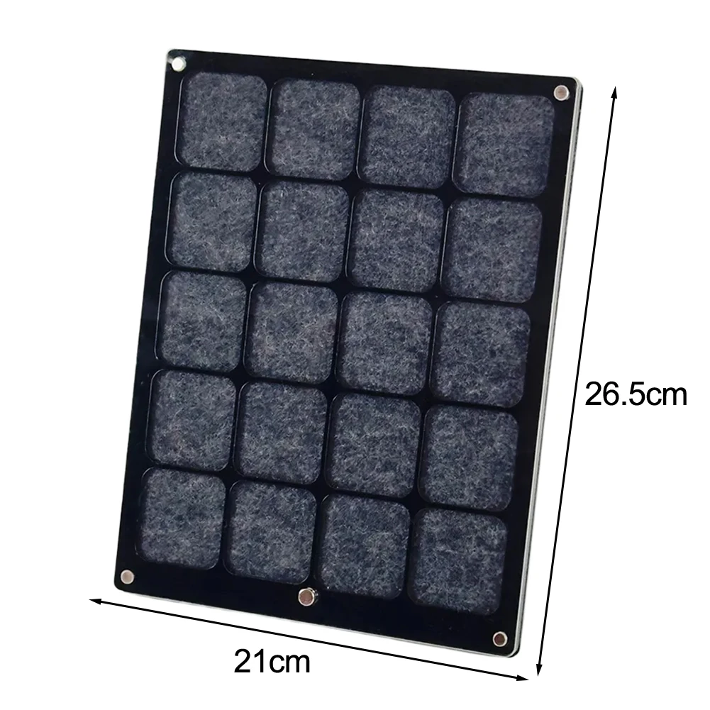 Display box for badges and medals constructed from acrylic offering secure storage and quick item access with a modern design