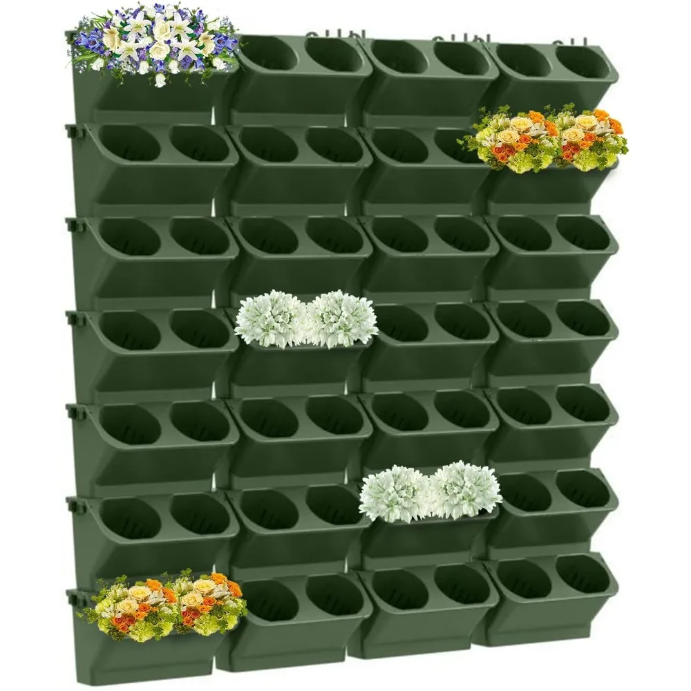 

Vertical Wall Planter Stackable Wall Planter Indoor Outdoor with 60 Pockets, Garden Self Watering Wall-Mounted Planter Plant Flo