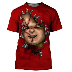 Camisetas con estampado 3D de Horror Chucky para hombres y mujeres, ropa informal, cuello redondo, talla grande, Harajuku, Manga corta fresca, nueva moda