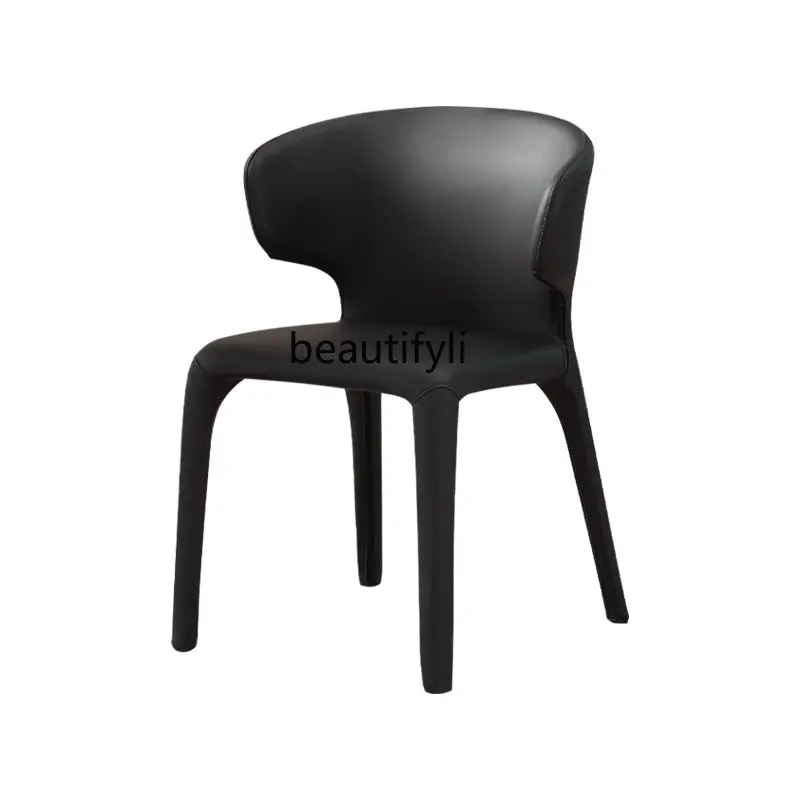 

yj Italian Minimalist Soft Bag Dining Chair Home Modern Minimalist Black Study Chair