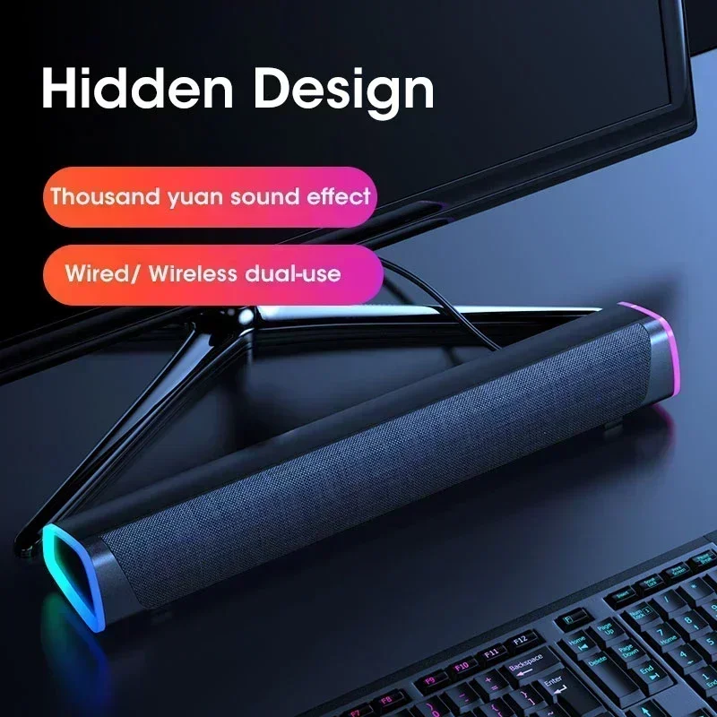 

For Laptop Notebook PC LED 9D Stereo Sound Subwoofer Bluetooth Speaker Wired Loudspeaker Wireless Desktop Computer Speaker Bar