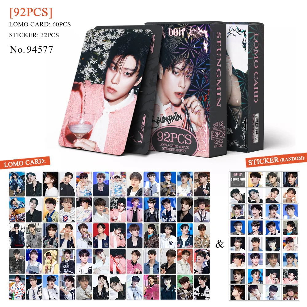 مجموعة بطاقات ملصقات 92 SKZOO Stray Kids (K-pop) "DO IT ألبوم جديد بطاقات صور Seungmin، ملصقات LOMO، مقتنيات المعجبين