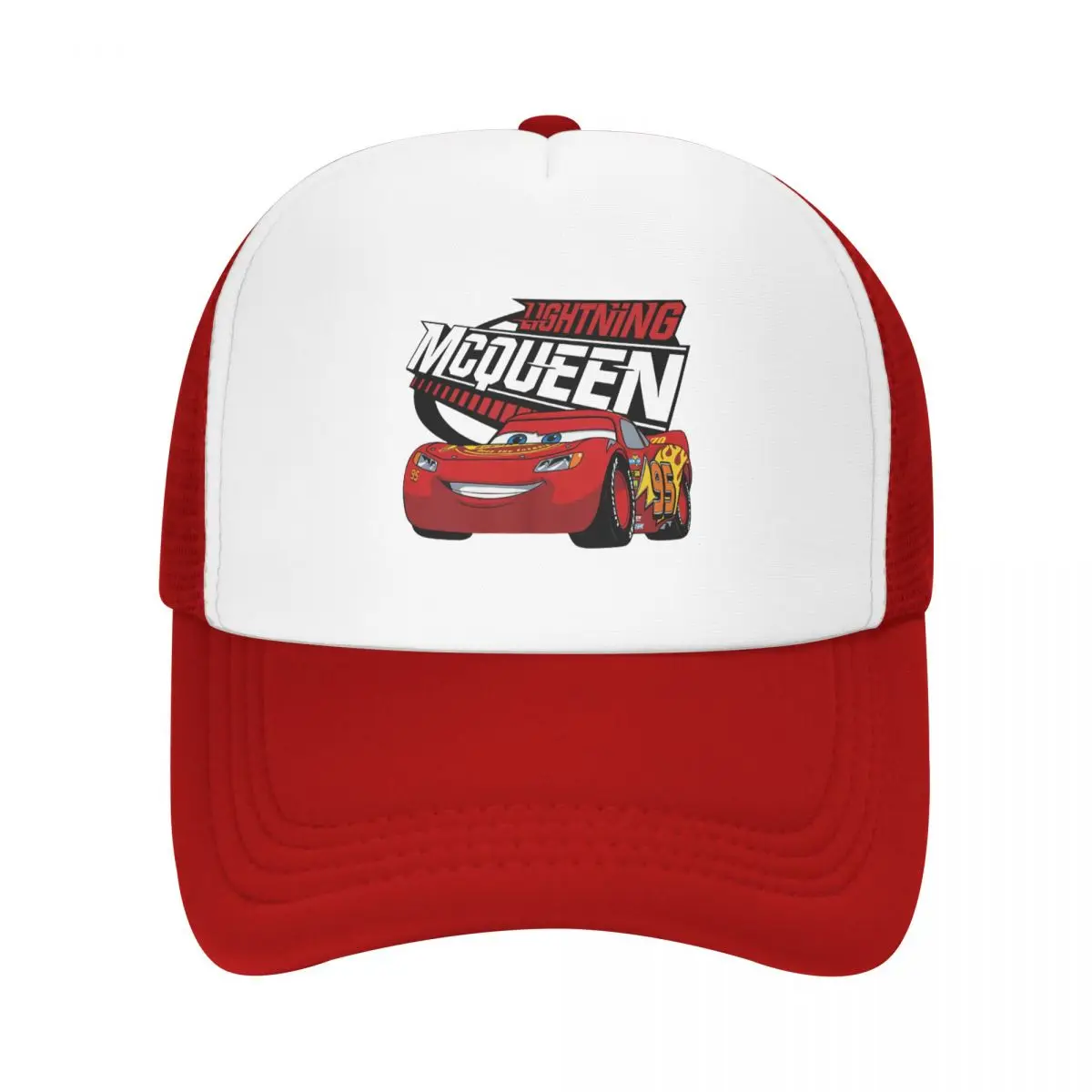 Punk Unisex Lightning McQueen Racer Trucker Hat Adult Cartoon Cars Adjustable Baseball Cap Women Men Sun Protection